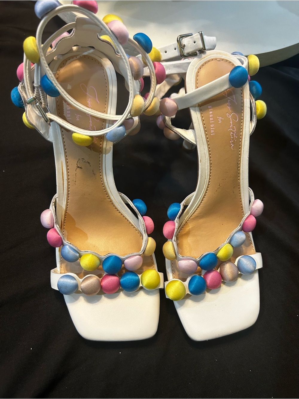 Gianni Bini Jess Southern Phoebe Pastel Rainbow Barbiecore Bead Sandal Heel 7 - Picture 5 of 7
